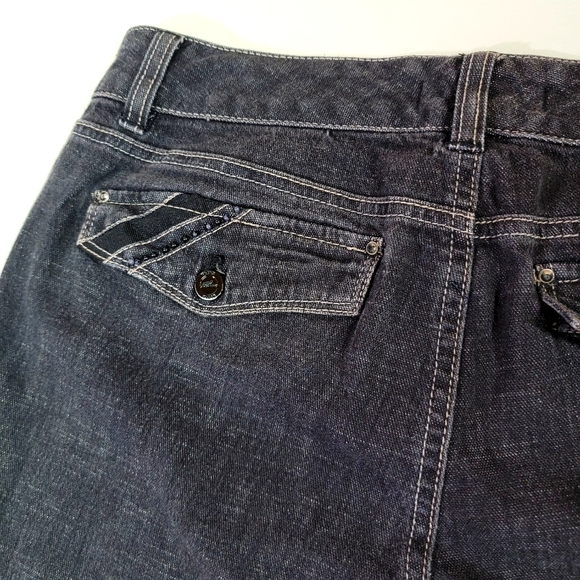 WHITE HOUSE|BLACK MARKET ♡ Black Denim Embellished Bling Trouser Leg Jeans 8S - Picture 15 of 16